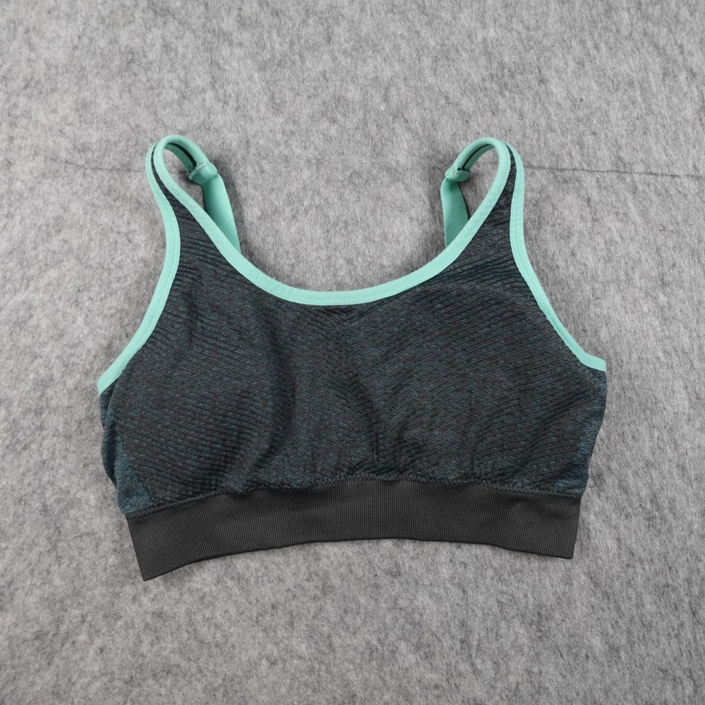 Fabletics‎ Bra Womens M/L Teal Heathered Ribbed Strappy Seamless Activewear Top